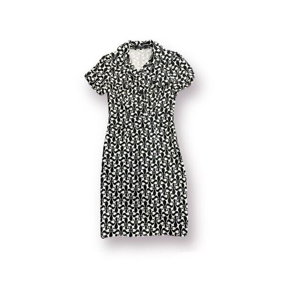 CLUB MONACO KATE SHIRTDRESS FLEUR DE LIS PRINT SHORT SLEEVE POLO DRESS SIZE 0 - Picture 2 of 15